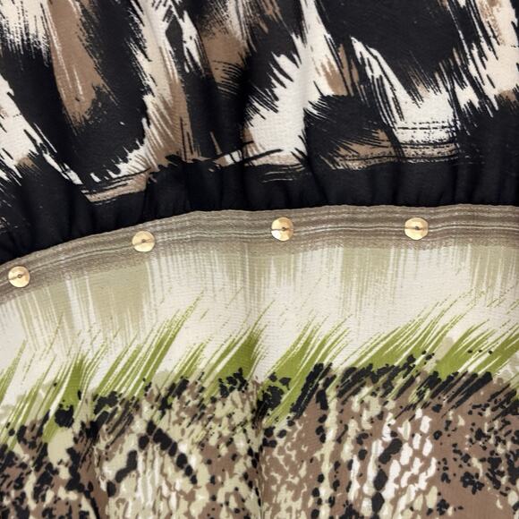 JM Womens Midi Tiered Skirt Animal Print Sequins sz 8P Whimsigoth grunge boho - Picture 11 of 12